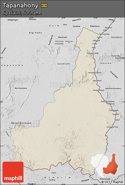 Shaded Relief Map of Tapanahony, desaturated
