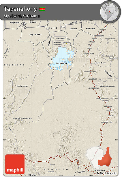 Shaded Relief Map of Tapanahony