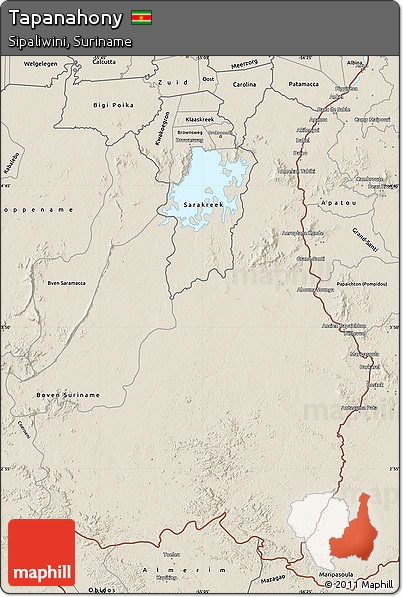 Shaded Relief Map of Tapanahony