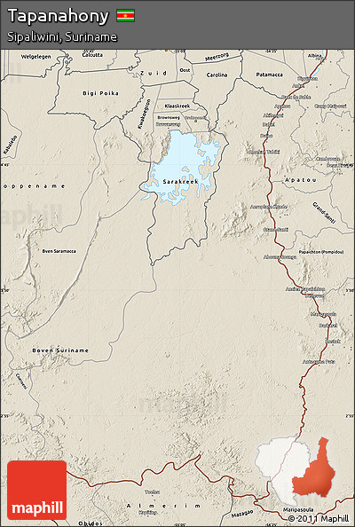 Shaded Relief Map of Tapanahony