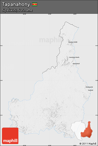 Silver Style Map of Tapanahony, single color outside