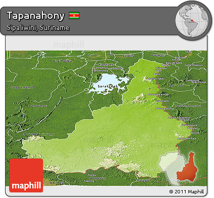 Physical Panoramic Map of Tapanahony, satellite outside