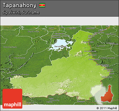 Physical Panoramic Map of Tapanahony, satellite outside