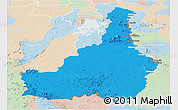 Political Panoramic Map of Tapanahony, lighten