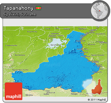 Political Panoramic Map of Tapanahony, physical outside