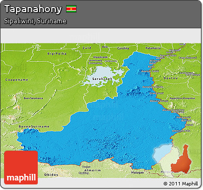 Political Panoramic Map of Tapanahony, physical outside
