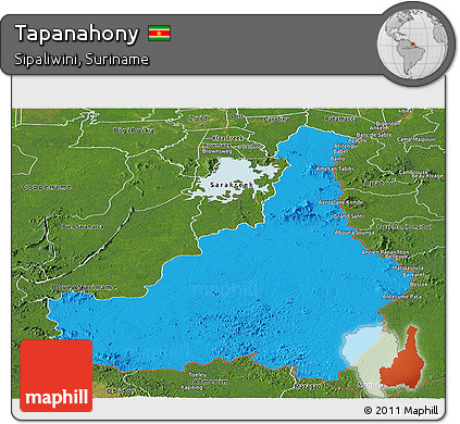 Political Panoramic Map of Tapanahony, satellite outside