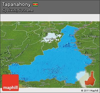 Political Panoramic Map of Tapanahony, satellite outside