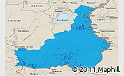 Political Panoramic Map of Tapanahony, shaded relief outside