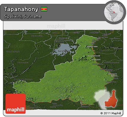 Satellite Panoramic Map of Tapanahony, darken