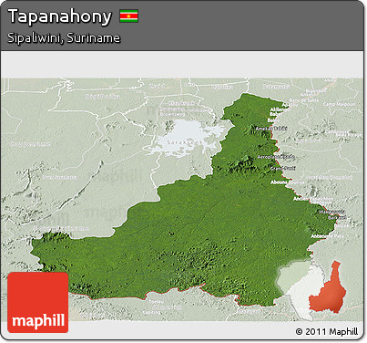 Satellite Panoramic Map of Tapanahony, lighten
