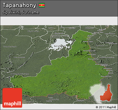 Satellite Panoramic Map of Tapanahony, semi-desaturated