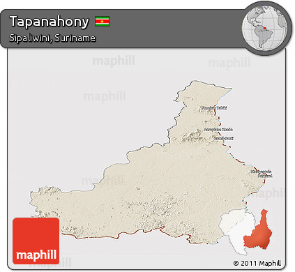Shaded Relief Panoramic Map of Tapanahony, cropped outside