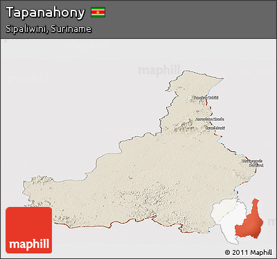Shaded Relief Panoramic Map of Tapanahony, cropped outside