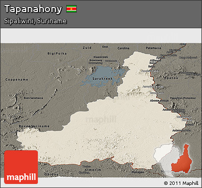 Shaded Relief Panoramic Map of Tapanahony, darken