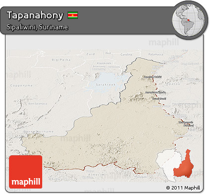 Shaded Relief Panoramic Map of Tapanahony, lighten
