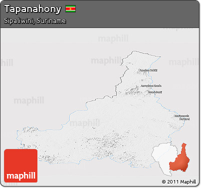 Silver Style Panoramic Map of Tapanahony, single color outside