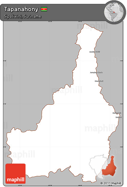 Gray Simple Map of Tapanahony, cropped outside