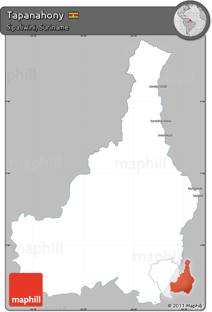 Gray Simple Map of Tapanahony, single color outside