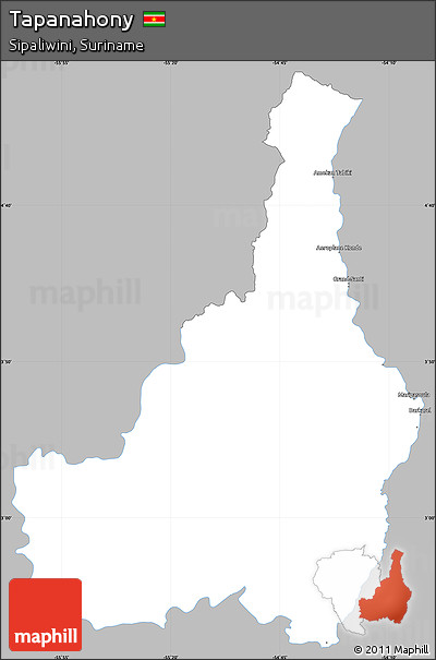 Gray Simple Map of Tapanahony, single color outside