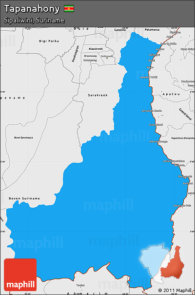 Political Simple Map of Tapanahony, single color outside, borders and labels