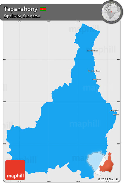 Political Simple Map of Tapanahony, single color outside
