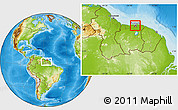 Physical Location Map of Wanica, within the entire country