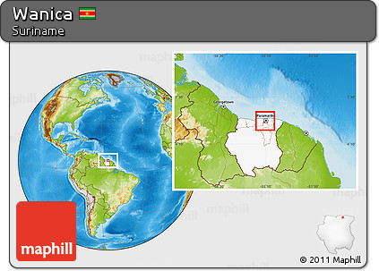 Physical Location Map of Wanica, highlighted country