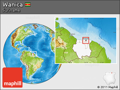 Physical Location Map of Wanica, highlighted country