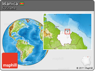 Physical Location Map of Wanica, highlighted country