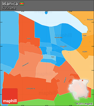 Political Shades Simple Map of Wanica