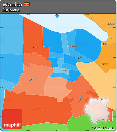 Political Shades Simple Map of Wanica
