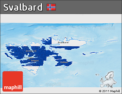 Flag 3D Map of Svalbard, shaded relief outside, flag centered