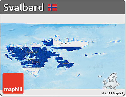 Flag 3D Map of Svalbard, shaded relief outside, flag centered
