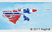 Flag 3D Map of Svalbard, single color outside, shaded relief sea, flag rotated
