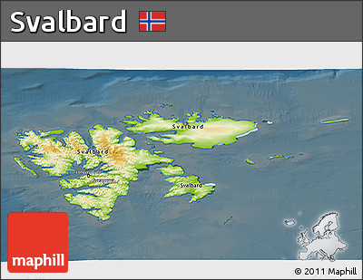 Physical 3D Map of Svalbard, darken