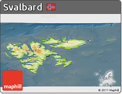 Physical 3D Map of Svalbard, darken