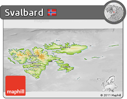 Physical 3D Map of Svalbard, desaturated
