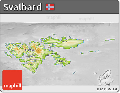 Physical 3D Map of Svalbard, desaturated