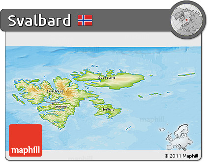 Physical 3D Map of Svalbard, political outside