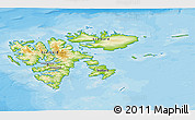 Physical 3D Map of Svalbard, political shades outside