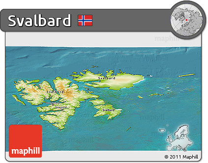 Physical 3D Map of Svalbard, satellite outside
