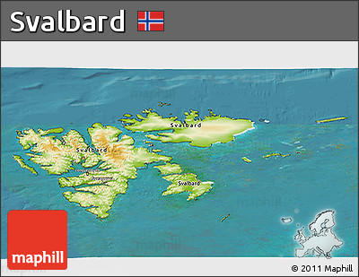 Physical 3D Map of Svalbard, satellite outside