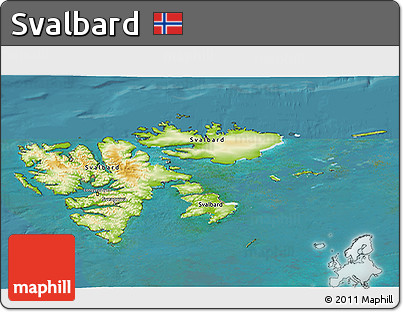 Physical 3D Map of Svalbard, satellite outside