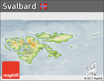 Physical 3D Map of Svalbard, semi-desaturated