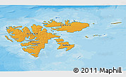 Political Shades 3D Map of Svalbard, single color outside