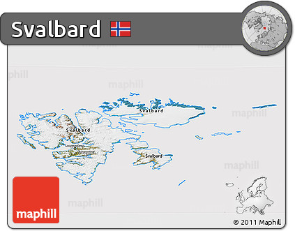 Satellite 3D Map of Svalbard, cropped outside