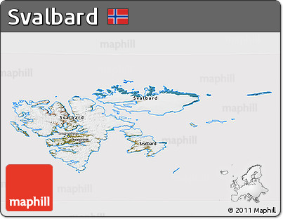 Satellite 3D Map of Svalbard, cropped outside