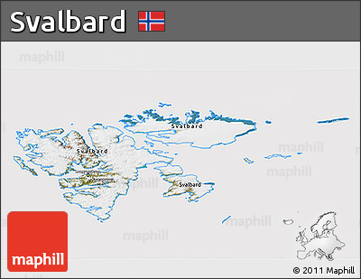 Satellite 3D Map of Svalbard, cropped outside