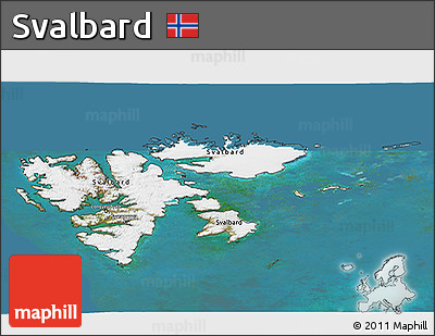 Satellite 3D Map of Svalbard, lighten, land only